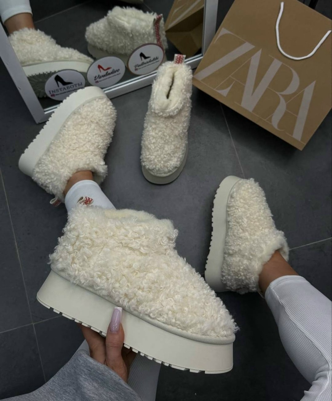 зимние угги на платформе yourbox цвет светло-бежевый,угги женские,зимние угги на платформе yourbox цвет бежевый,угги зимние на платформе,угги зимние короткие на платформе барашки тедди ugg 581141396