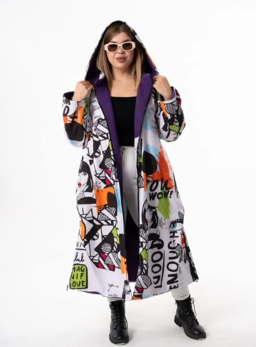 пуховик зимний длинный оверсайз с принтом mayskaya brand,пуховик зимний длинный оверсайз с принтом marimi,женские плащи,плащ двусторонний,куртка зимняя теплая с капюшоном плюс сайз svetluna