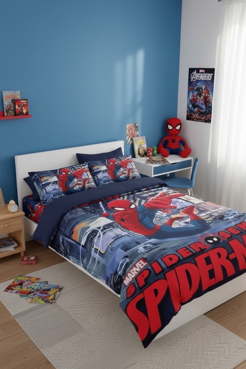 постельное белье с человеком пауком,детское постельное белье "человек паук",постельное белье спайдермен детское,постельное бельё человек-паук 1.5 сп,комплект постельного белья tac