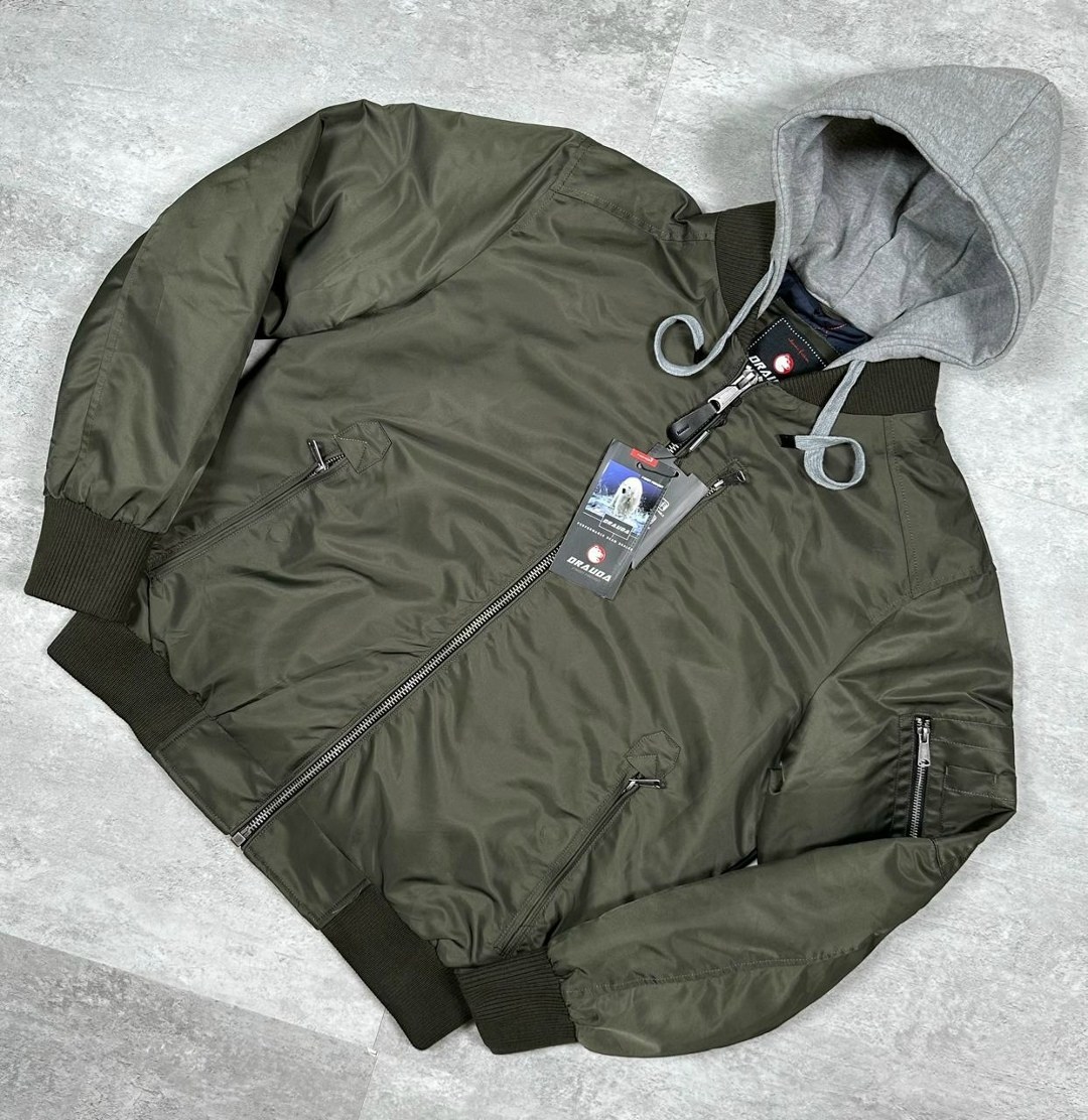 куртка alpha industries ma-1 d-tec, зеленый,куртка бомбер,бомбер с капюшоном,куртка мужская бомбер,куртка