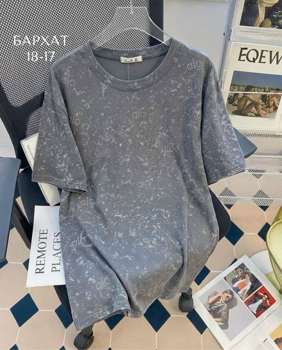 женская футболка,футболка женская оверсайз,футболки оверсайз,футболка в стразах варенка оверсайз gul brand,футболка оверсайз со стразам