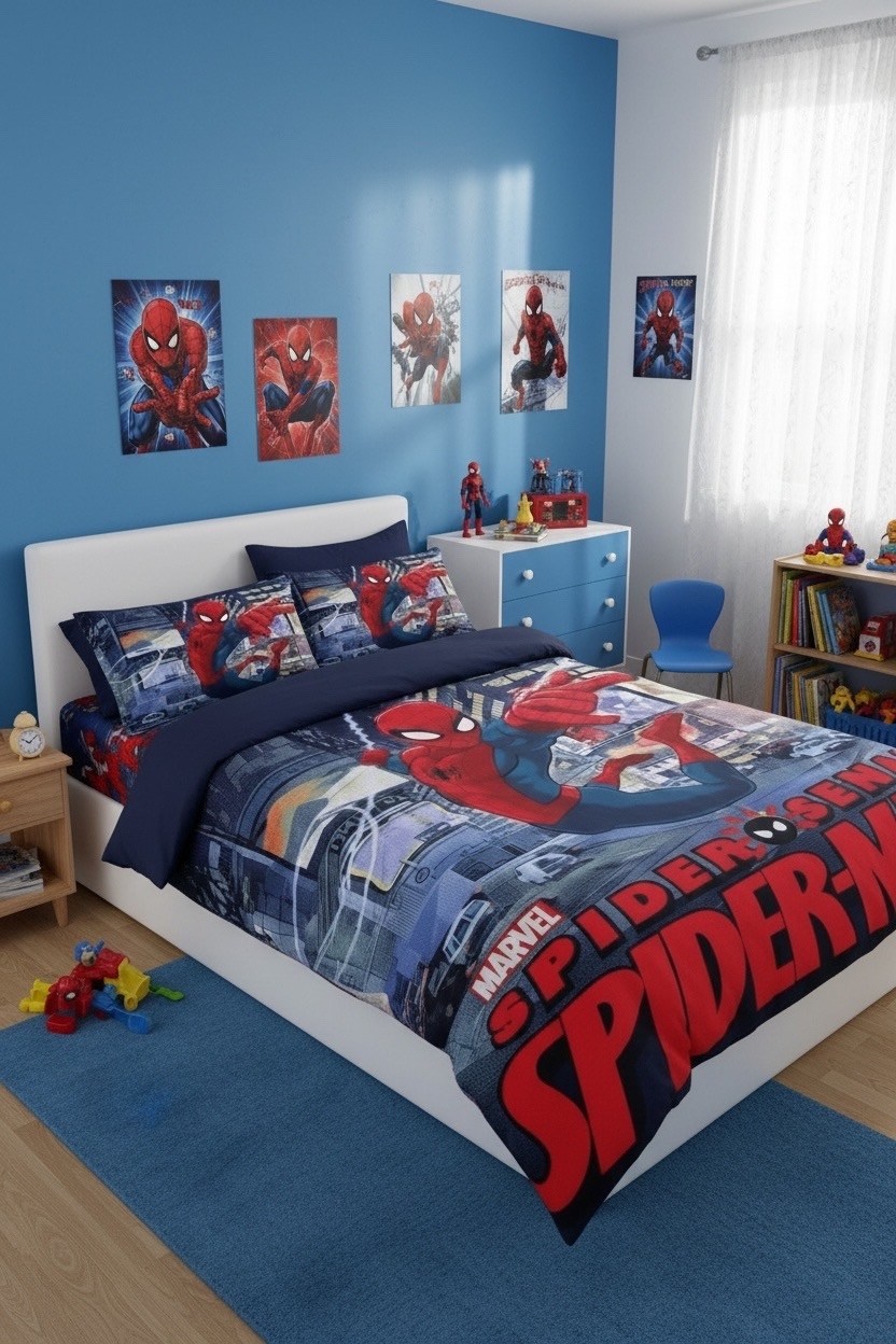 постельное белье с человеком пауком,детское постельное белье "человек паук",постельное белье спайдермен детское,постельное бельё человек-паук 1.5 сп,комплект постельного белья tac