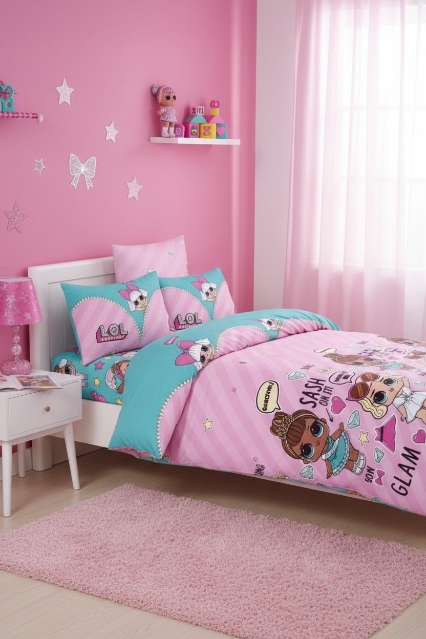 детский комплект постельного белья,постельное белье лол,постельное белье для девочек,постельное белье куклы lol,постельное белье детская