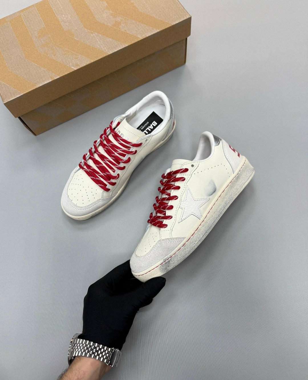 кроссовки golden goose ball-star low белый красный,кроссовки golden goose,кеды golden goose "ball star" красные,кроссовки golden goose ball star,кеды golden goose