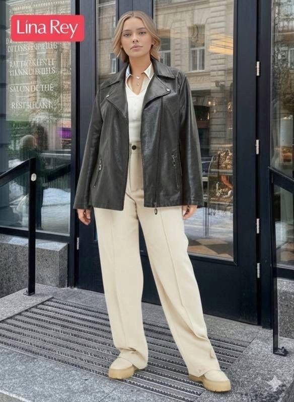 кожаная куртка lina rey,женская кожаная куртка,кожаная куртка,куртка кожаная косуха oversize,женская куртка из экокожи
