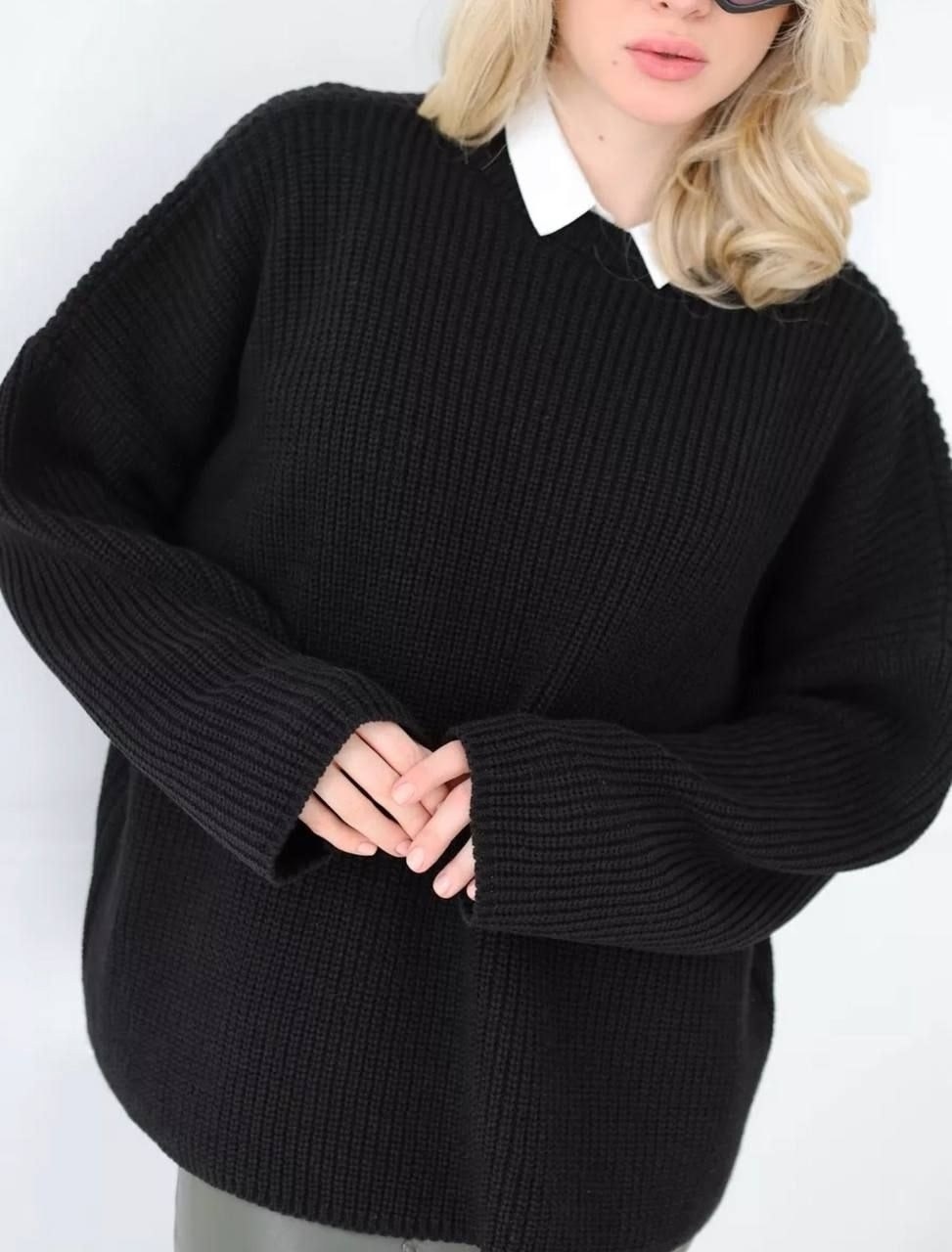 свитер женский оверсайз,свитер оверсайз вязаный удлиненный,свитер вязаный оверсайз,свитер вязаный оверсайз ft-style цвет серый светло-серый,cвитер оверсайз