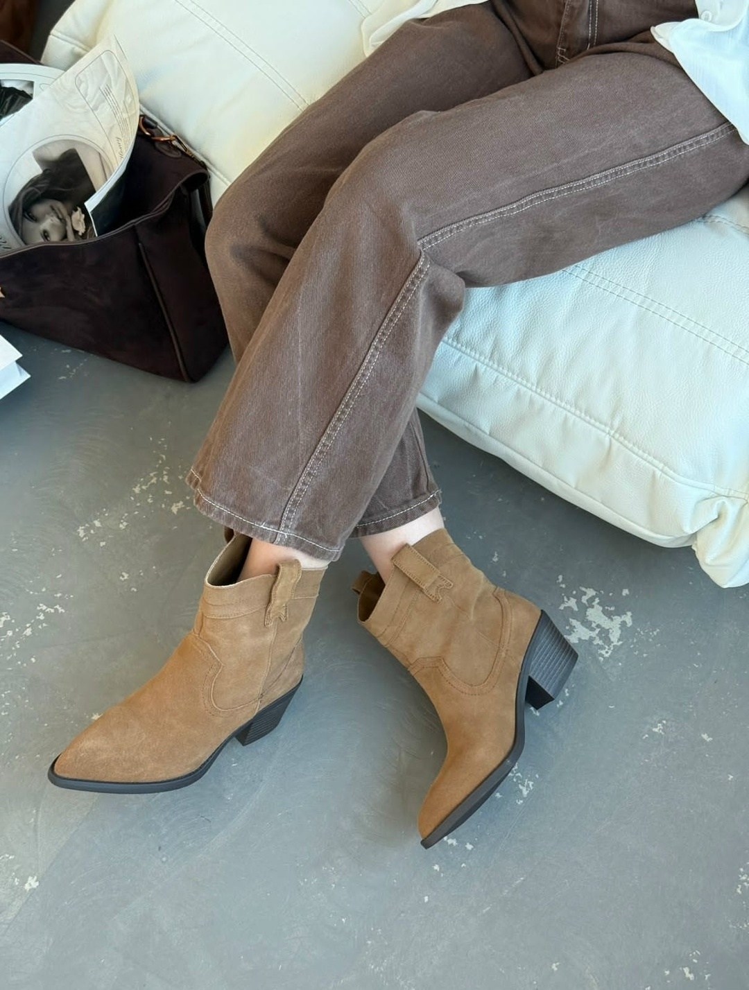 казаки осенние premiumshoes 258751177,казаки натуральная замша,казаки женские,замшевые казаки,ботинки казаки женские