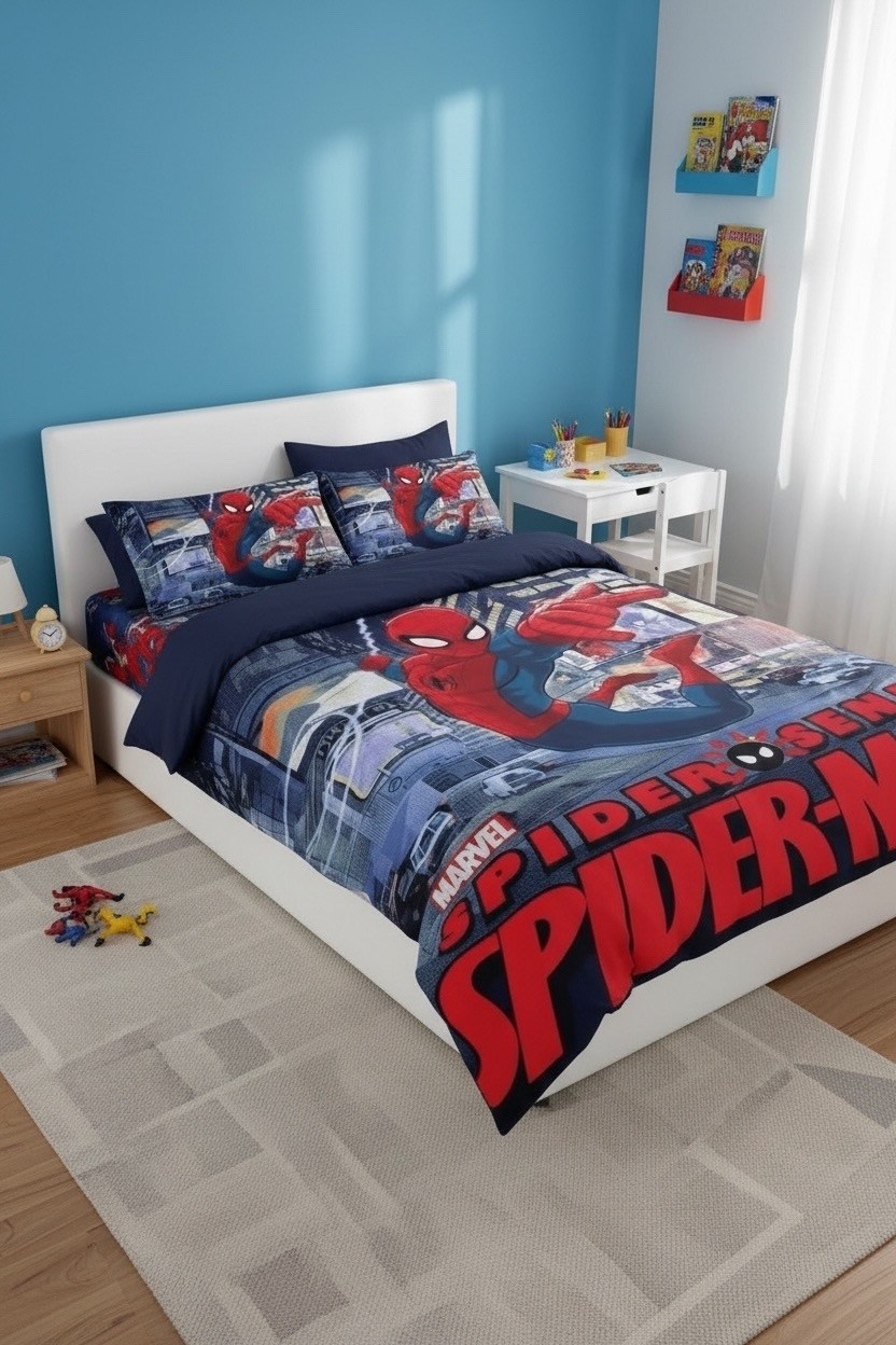 постельное белье с человеком пауком,детское постельное белье "человек паук",постельное белье спайдермен детское,постельное бельё человек-паук 1.5 сп,комплект постельного белья tac