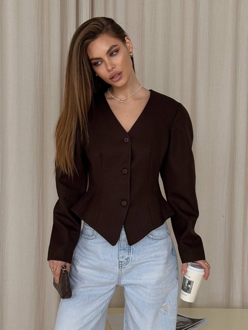 женский пиджак,пиджак,жакет,пиджак коричневый женский,жакет удлиненный