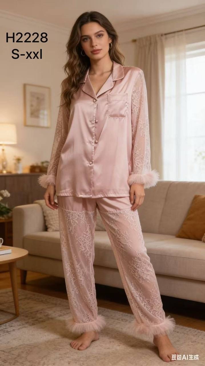 пижама с перьями,шелковая пижама,комплект пижама,пижама женские,пижама бордовая