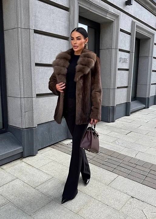 норковая шуба,коричневая норковая шуба под пояс,коричневая шуба,шуба норка,шуба женская pdonna 8024648 коричневая 44 ru