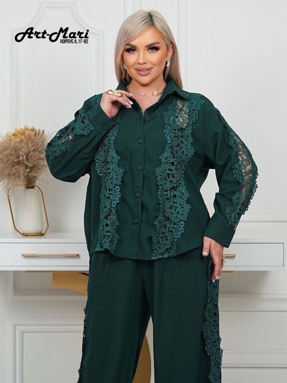 женский брючный костюм с кружевом,женский брючный костюм с кружевом арт. 742556,костюм женский двойка,женские брючные костюмы,женские костюмы