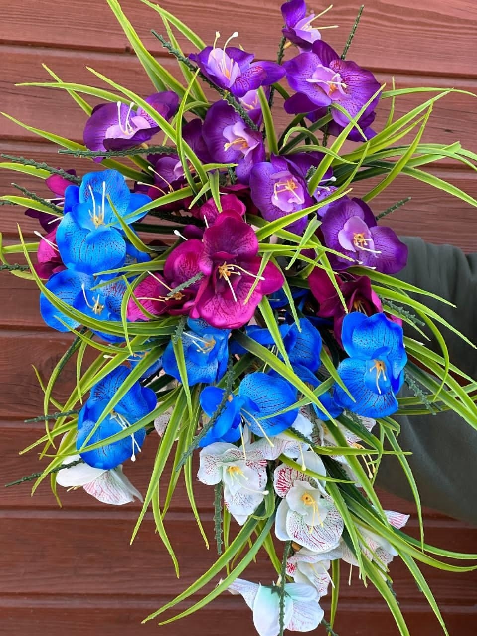 цветок искусственная,орхидея дендробиум букет,букет,орхидея дендробиум синяя букет,синие орхидеи букет
