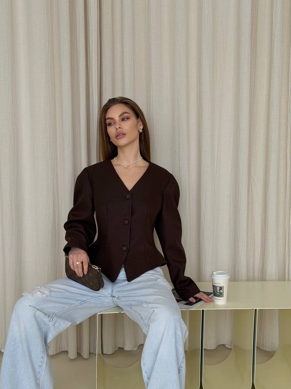 женский пиджак,пиджак,жакет,пиджак коричневый женский,жакет удлиненный