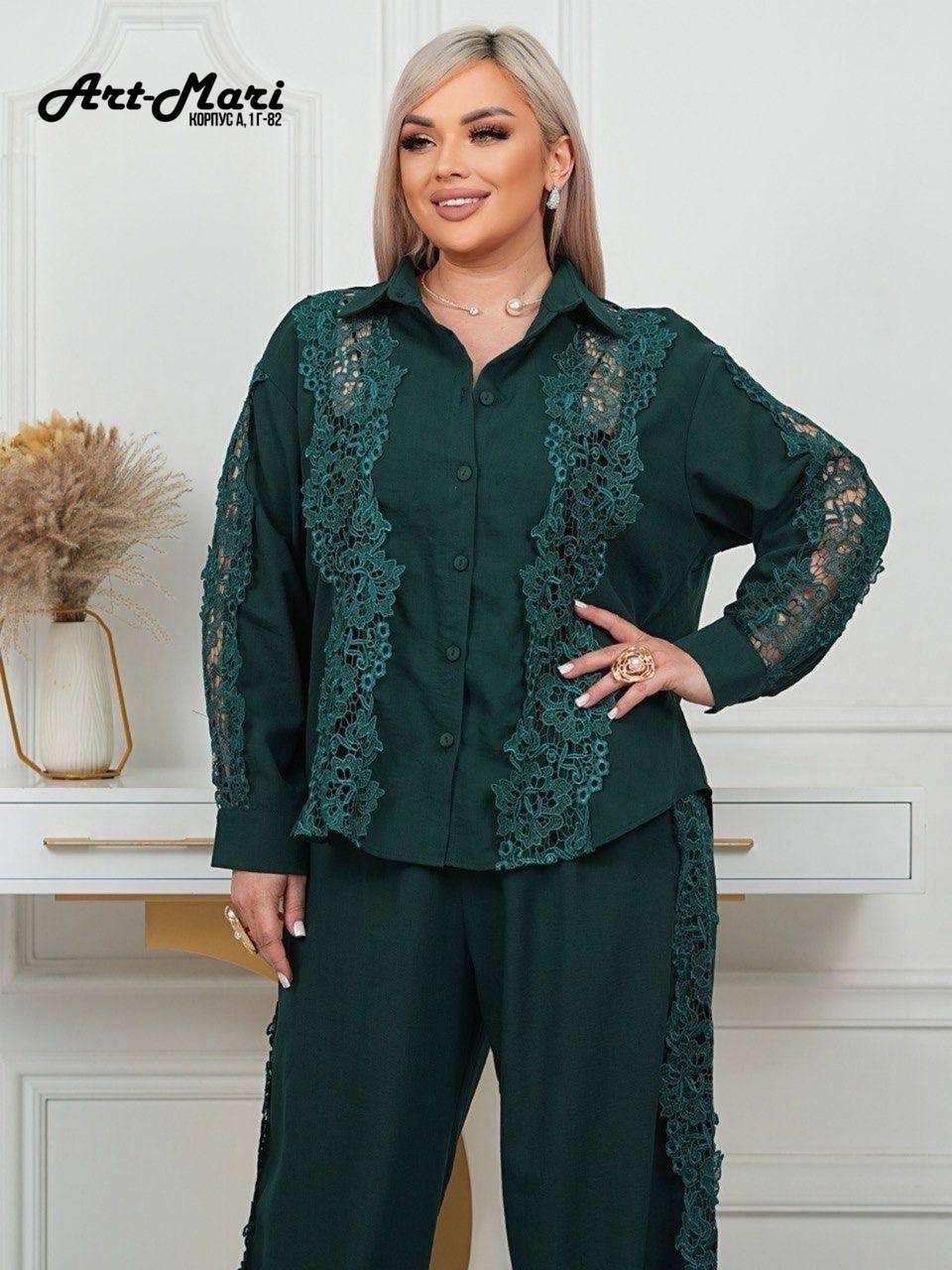 женский брючный костюм с кружевом,женский брючный костюм с кружевом арт. 742556,костюм женский двойка,женские брючные костюмы,женские костюмы