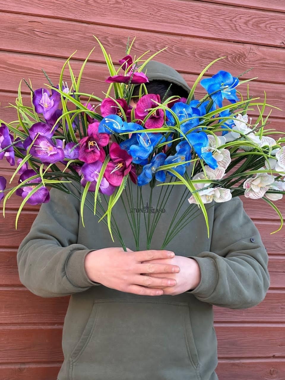 цветок искусственная,орхидея дендробиум букет,букет,орхидея дендробиум синяя букет,синие орхидеи букет