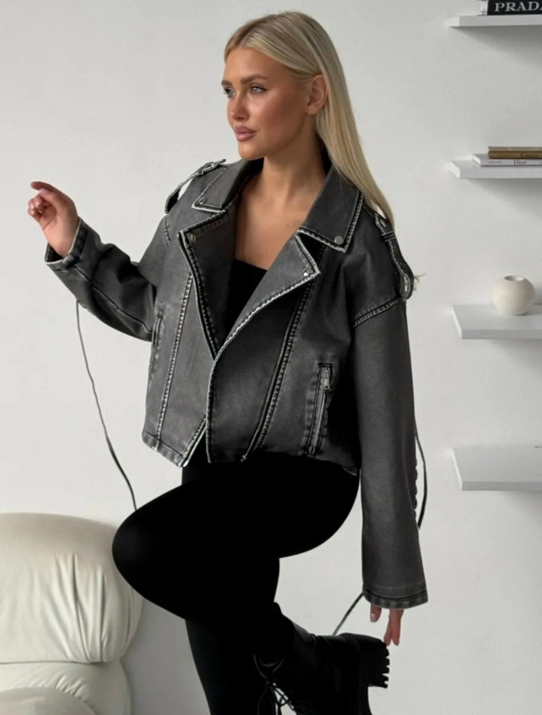 куртка косуха,косуха оверсайз демисезонная pa&bn fashion,кожаная куртка косуха,женская куртка косуха,косуха оверсайз демисезонная c&h style