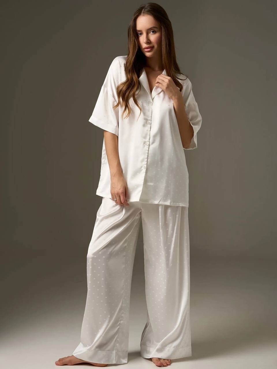 шелковая пижама,пижама женская,пижама женская с брюками шелковая,пижама buybeauty для женщин,пижама для женщин