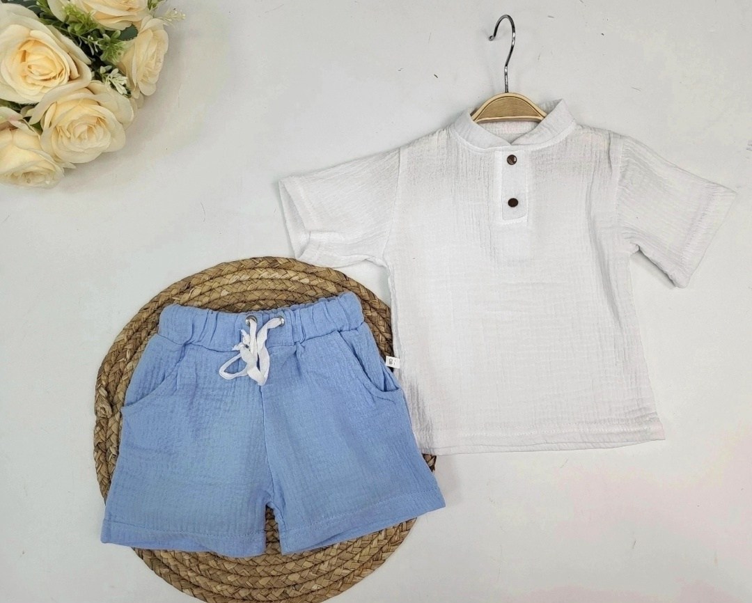 муслиновый костюм с шортами,комплект одежды для мальчика,костюм с шортами и футболкой для мальчика,муслиновый костюм для мальчика,комплект одежды