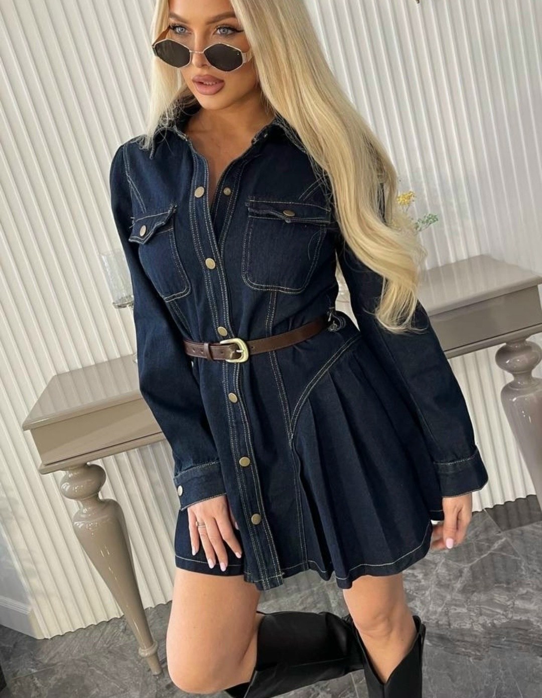 джинсовое платье,женское джинсовое платье,джинсовое платье с карманами,джинсовое платье монтана,джинсовое платье рубашка