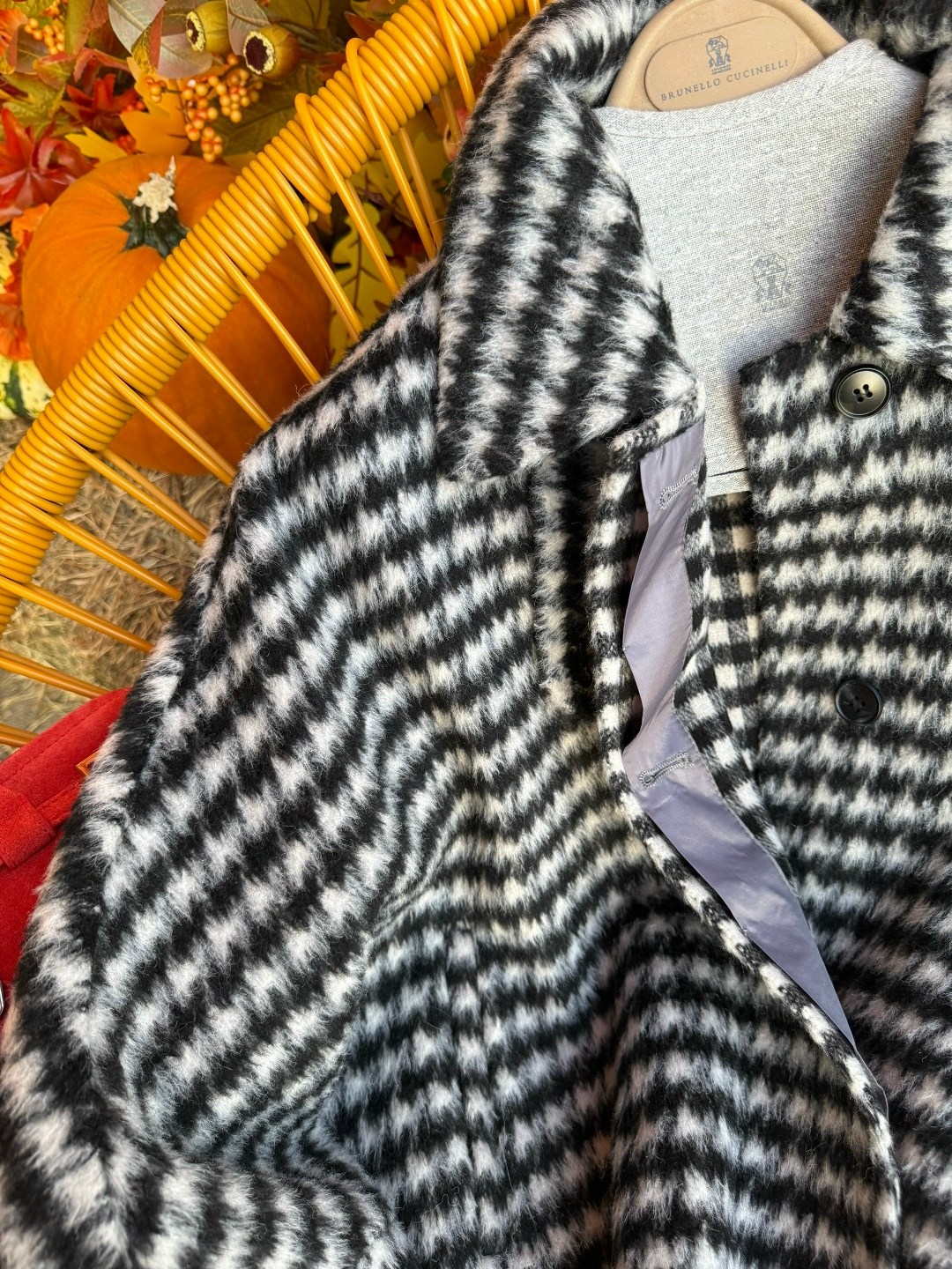 пальто в клетку,куртка модная,куртка в клетку,утепленное шерстяное пальто в клетку с двойными карманами модель s218 в корейском стиле,клетчатое пальто