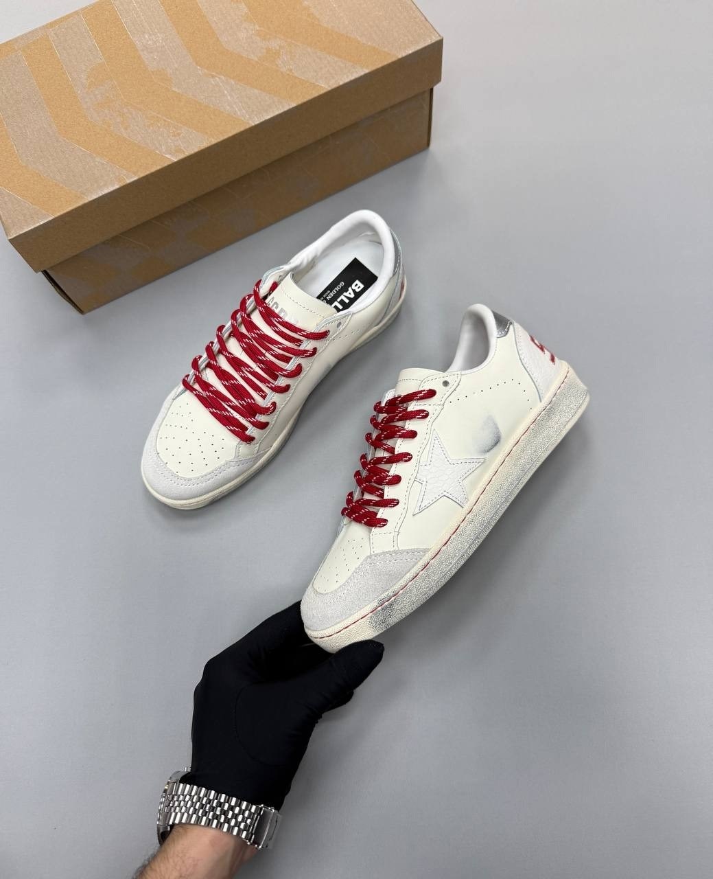 кроссовки golden goose ball-star low белый красный,кроссовки golden goose,кеды golden goose,кроссовки golden goose ball star,кеды golden goose "ball star" красные