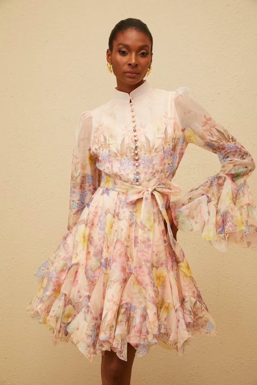 летнее французское винтажное платье с цветочным принтом для женщин,женское шифоновое платье с цветочным принтом,женское платье в стиле ретро с цветочным принтом,платье с цветочными принтами,женское пл