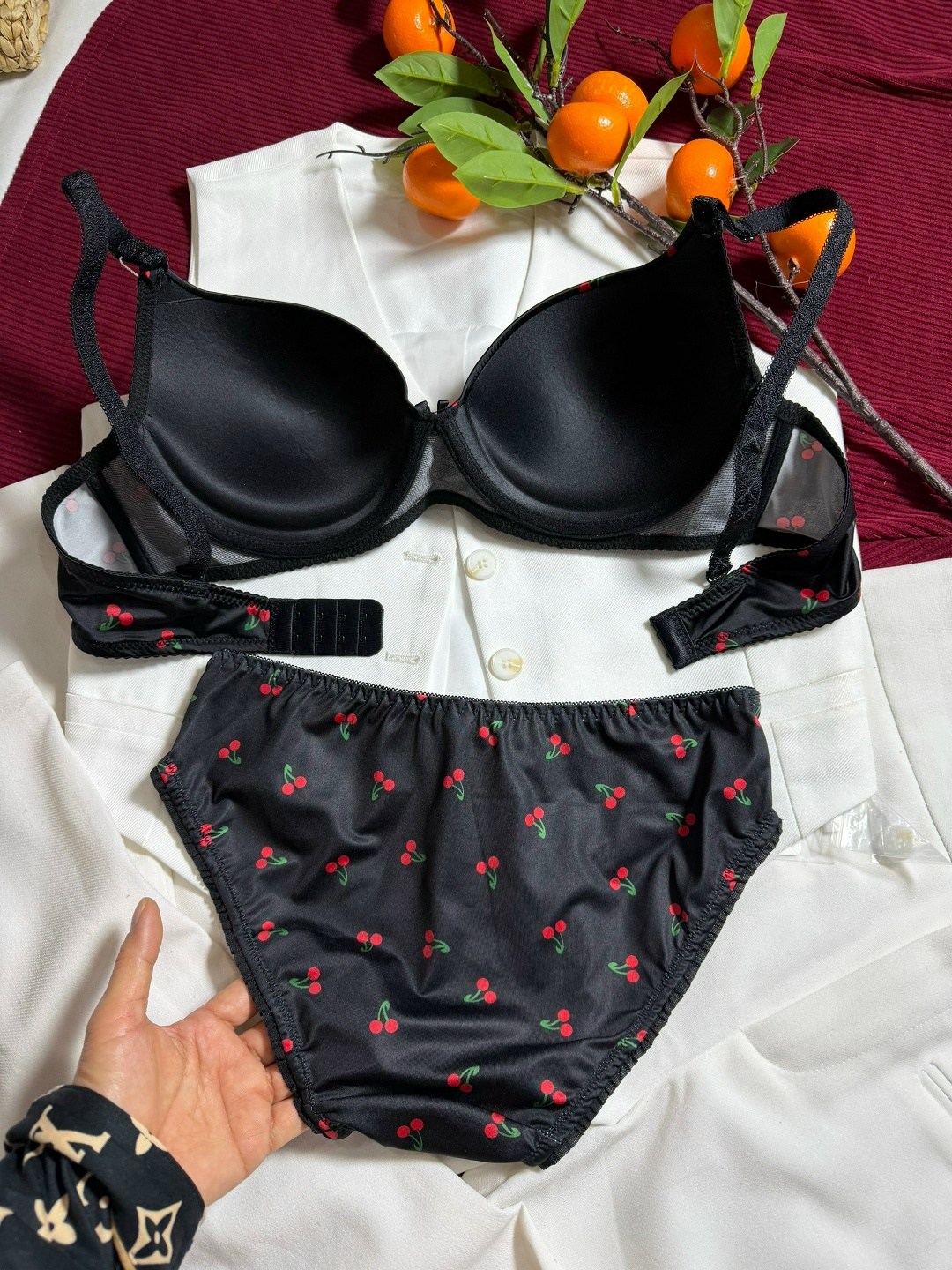 комплект нижнего белья,нижнее белье с вишенками,комплект нижнего белья женские,женское нижнее белье,белье из хлопка женское