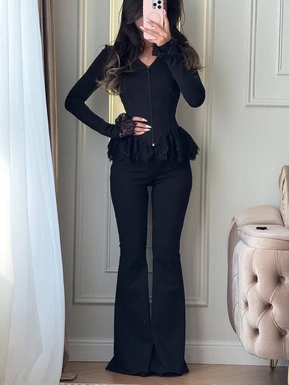 брюки женские клеш,костюм,образ с брюками клеш,