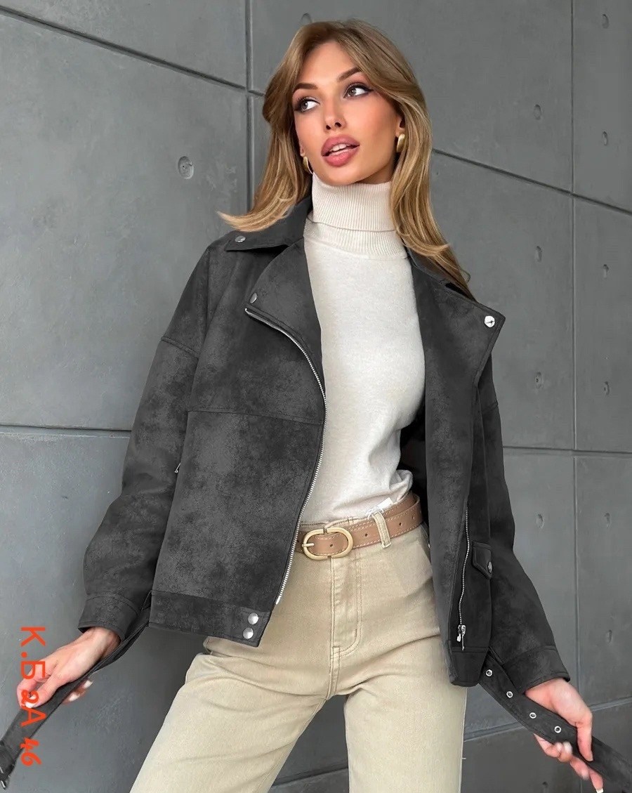 куртка косуха,короткая куртка-косуха из искусственной замши,куртка косуха из замши,серая косуха,женская косуха