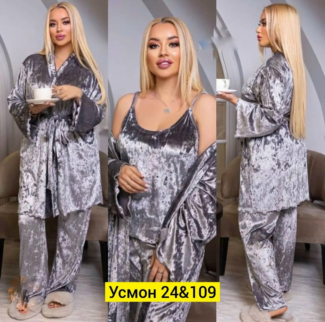 пижама комплект женская,костюм пижама комплект,пижама женская велюр,велюровый костюм пижама,пижама тройка с халатом