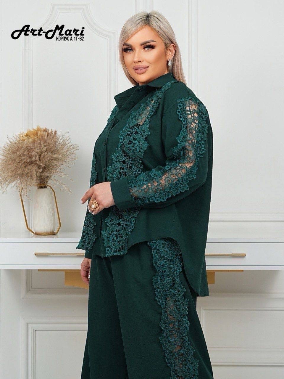 женский брючный костюм с кружевом,женский брючный костюм с кружевом арт. 742556,костюм женский двойка,женские брючные костюмы,женские костюмы