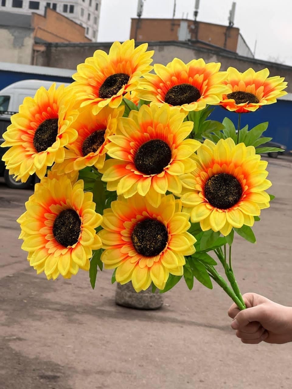 цветы искусственные подсолнух,искусственный подсолнух,букет подсолнухов,цветок искусственный подсолнух декоративный букет 12шт 37см,букет с подсолнухами
