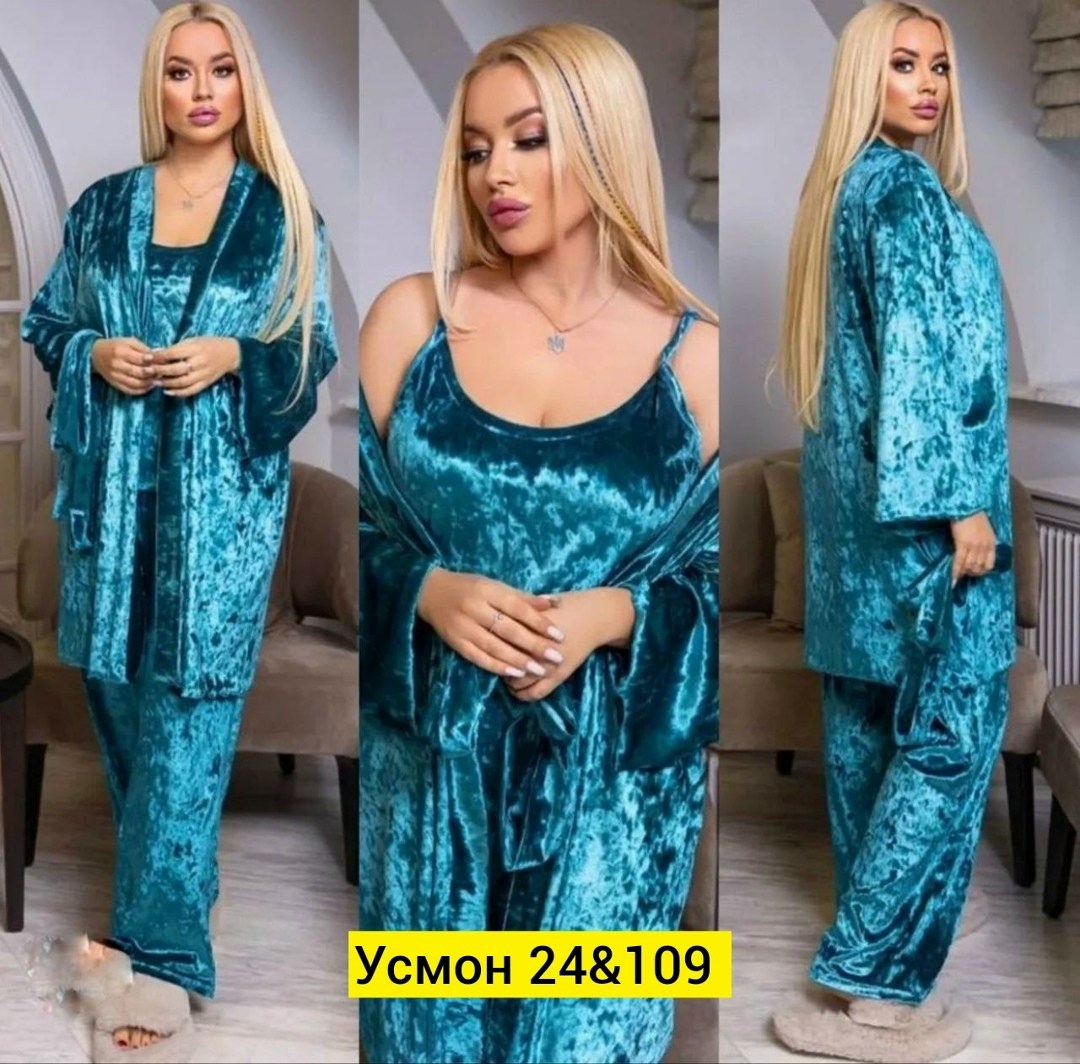 пижама комплект женская,костюм пижама комплект,пижама женская велюр,велюровый костюм пижама,пижама тройка с халатом