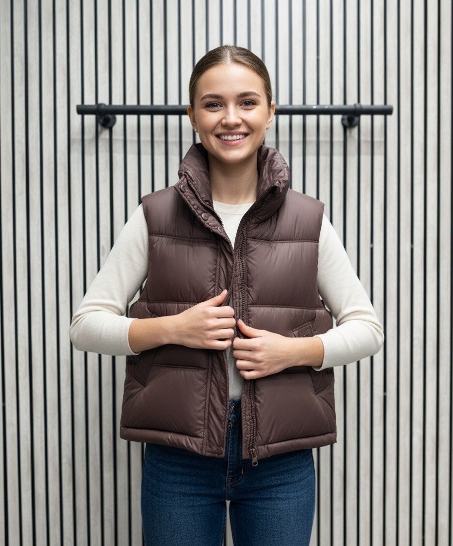 женская жилетка,жилет женский теплый,женский жилет,жилет коричневый,жилет утепленный женский