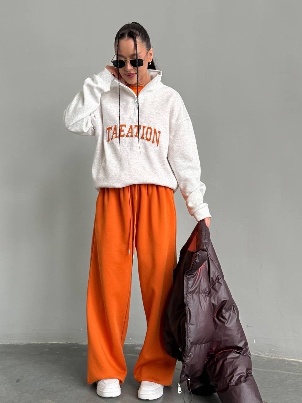 трикотажные костюмы,оверсайз толстовка,оранжевая кофта,спортивные костюм,штаны оранжевые