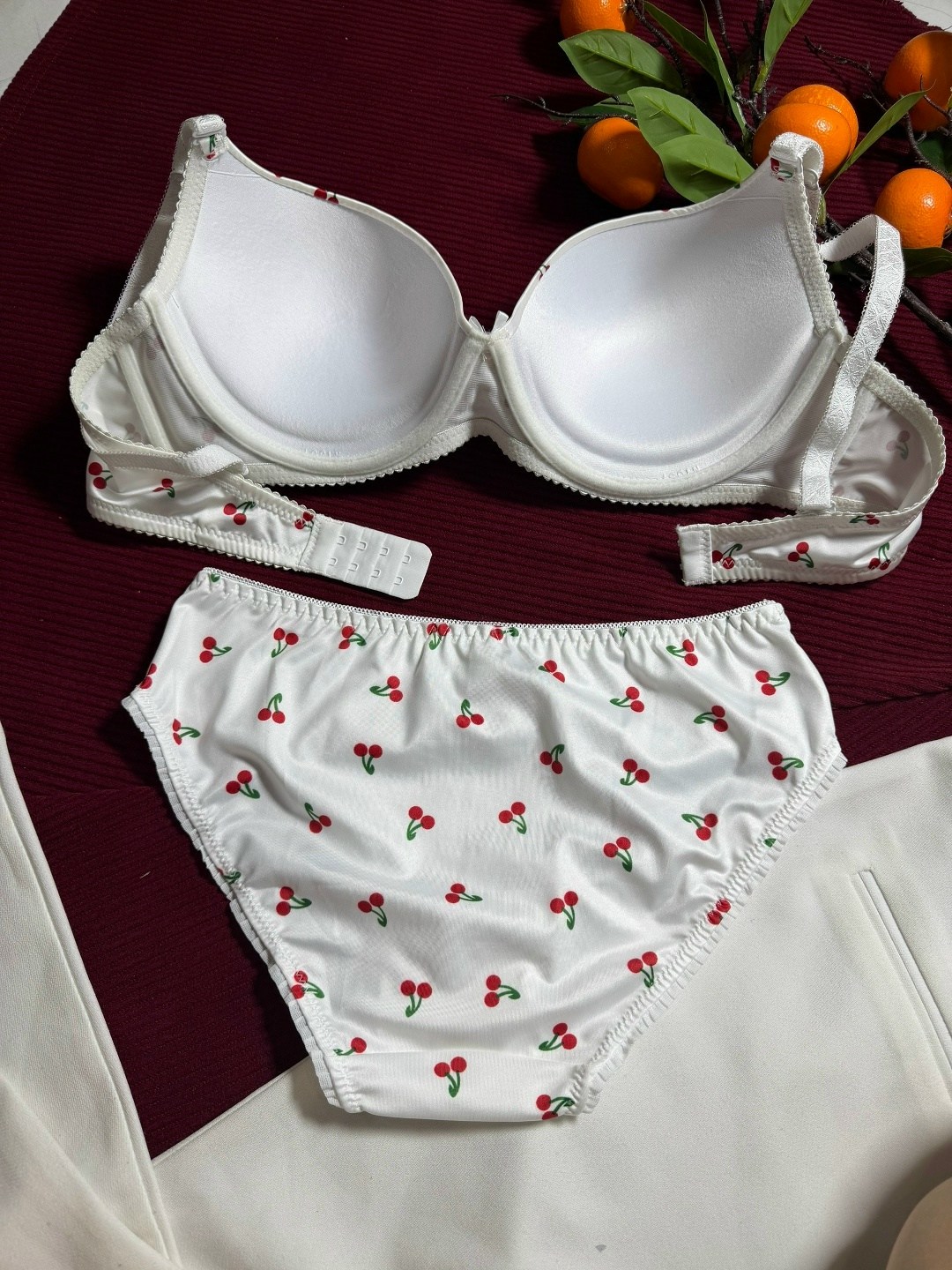 комплект нижнего белья,нижнее белье с вишенками,комплект нижнего белья женские,женское нижнее белье,белье из хлопка женское