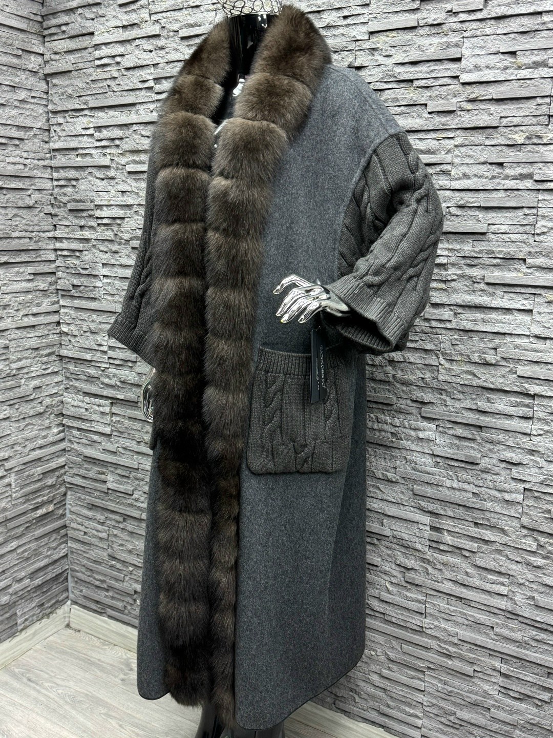 кардиган из кашемира,кардиган с соболем,кардиган с мехом,меховое пальто,пальто с мехом