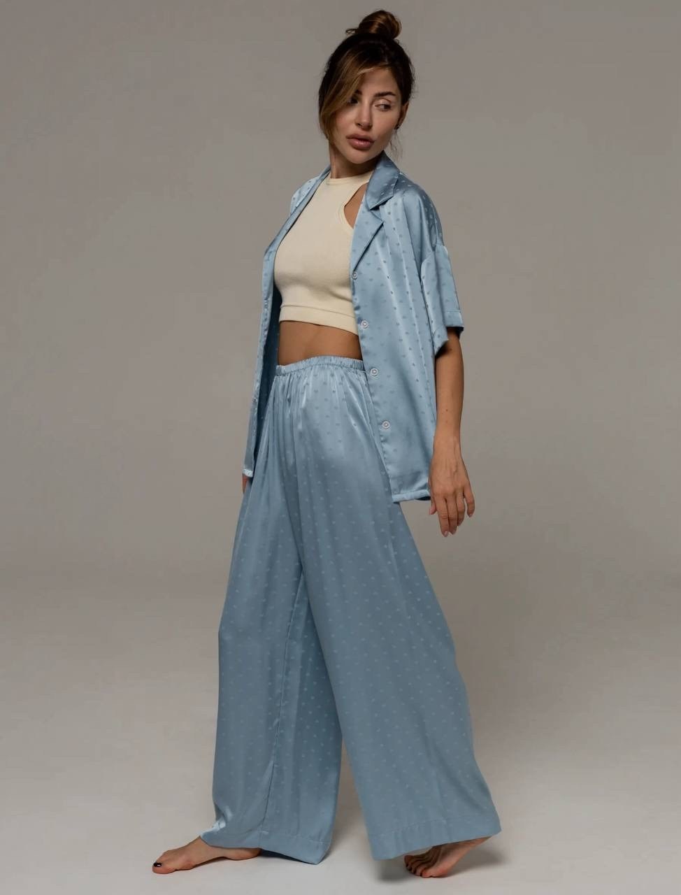 шелковая пижама,пижама женская,пижама женская с брюками шелковая,пижама buybeauty для женщин,пижама для женщин