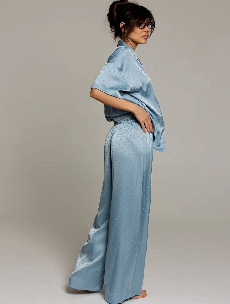 шелковая пижама,пижама женская,пижама женская с брюками шелковая,пижама buybeauty для женщин,пижама для женщин