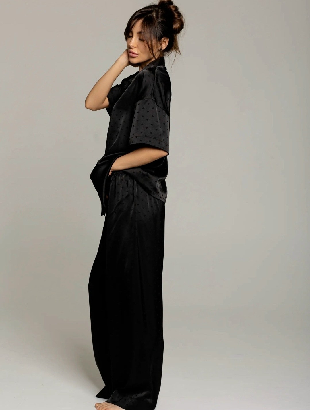 шелковая пижама,пижама женская,пижама женская с брюками шелковая,пижама buybeauty для женщин,пижама для женщин