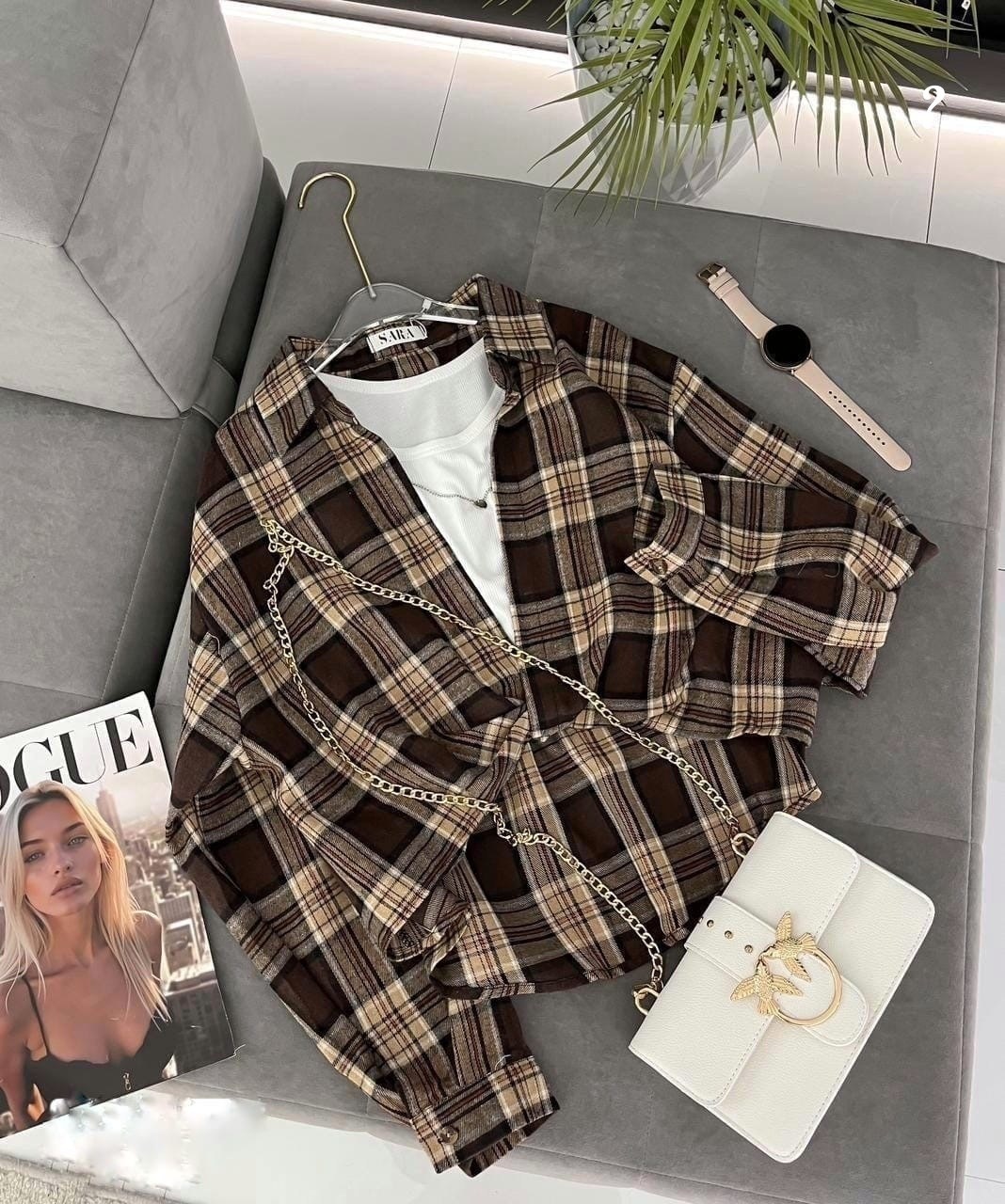 женская рубашка,рубашка в клетку с майкой beststyle,рубашка в клетку,рубашки хлопок,рубашка двойка