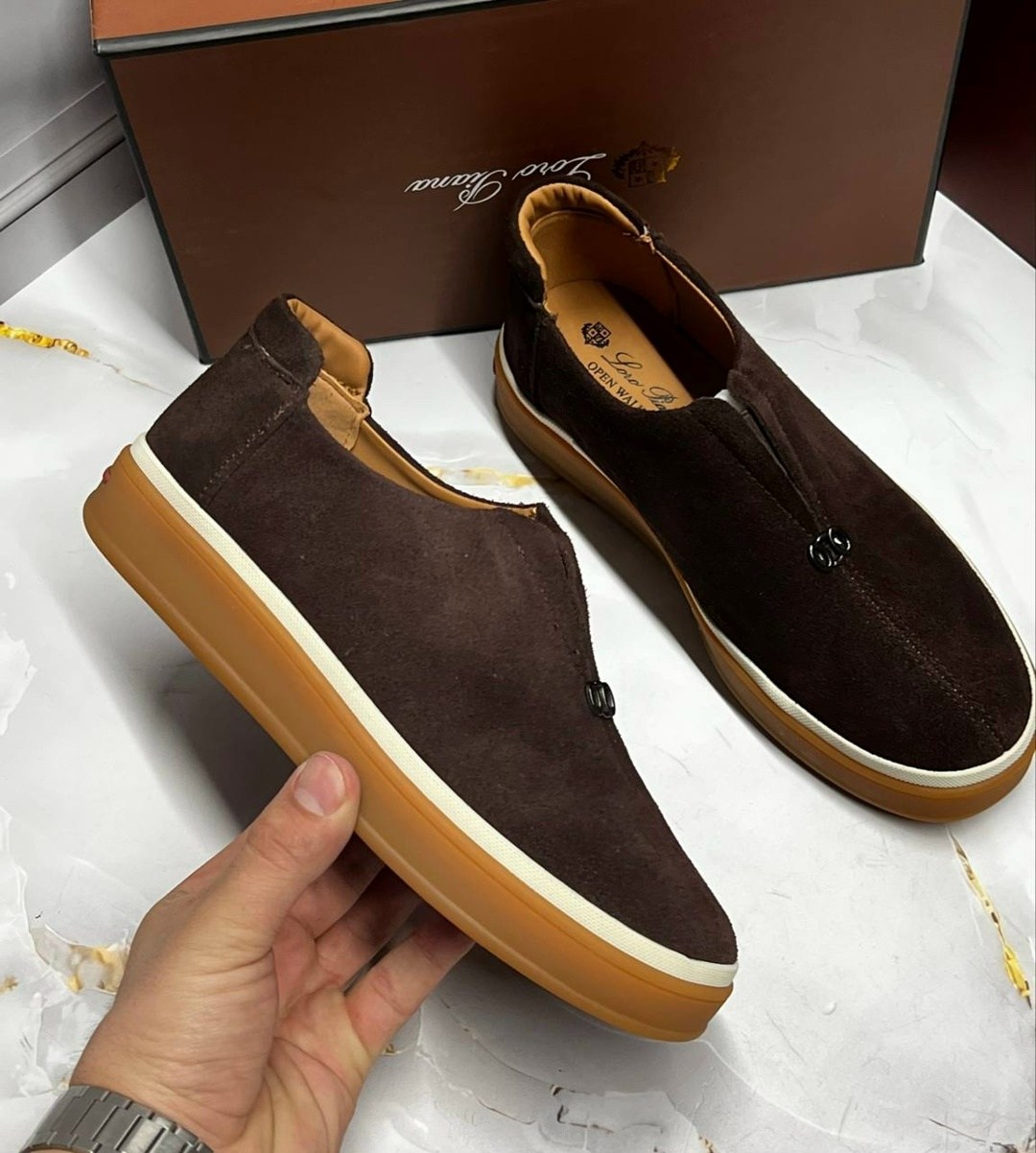 ботинки мужские замшевые лоро пиано a107698 chocolate premium,замшевые лоферы loro piana,лоферы мужские замшевые loro piana,лоферы из натуральной замши loro piana premium shoes,