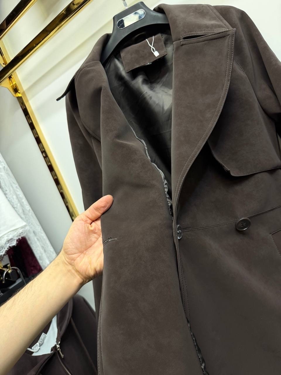 классическая коричневая замшевая женская куртка с поясом,замшевая куртка,шикарная двубортная замшевая куртка с поясом для женщин,куртка из натуральной замши,пальто искусственная замша