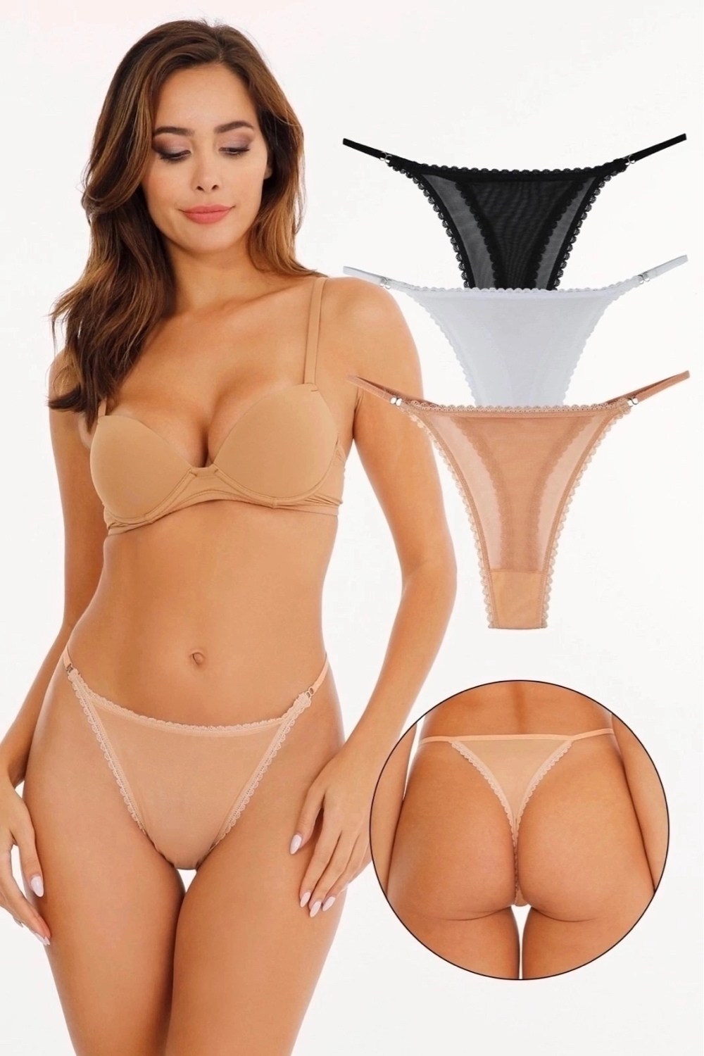 стринги hunkemoller бежевый,женские трусы-стринги,женская нижнее белье,бежевые стринги,трусики стринг