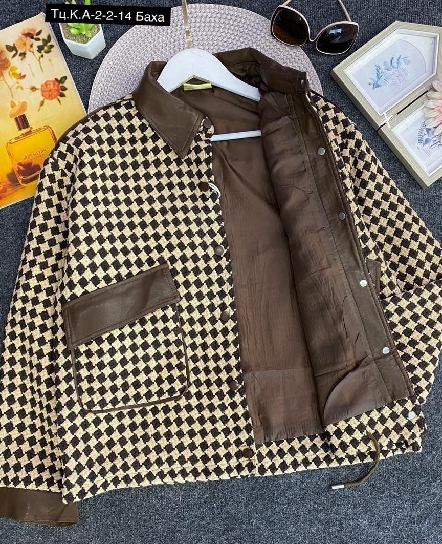 повседневная куртка,женская куртка,куртка женская клетчатая,куртка в клетку,твидовый бомбер