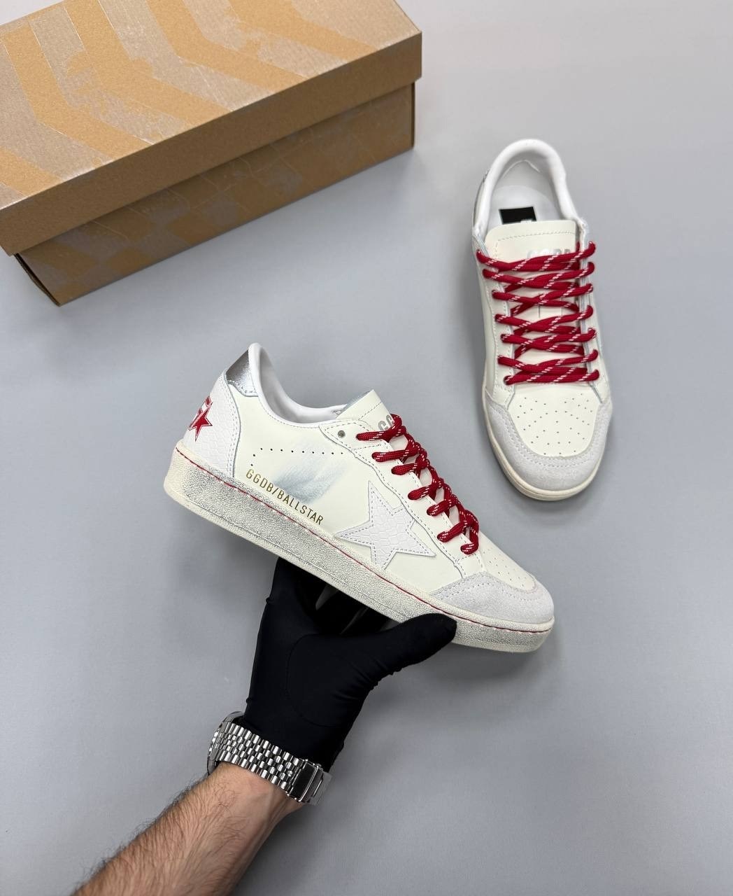 кроссовки golden goose ball-star low белый красный,кроссовки golden goose,кеды golden goose,кроссовки golden goose ball star,кеды golden goose "ball star" красные