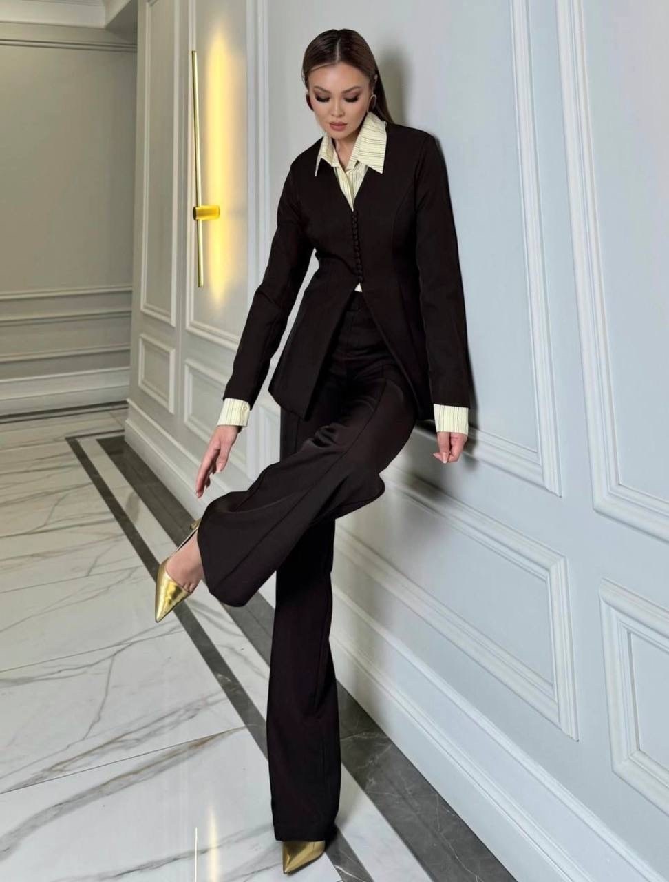 костюм брючный деловой с пиджаком классический mystique veil 225723301,брючный костюм,женский брючный костюм,костюм классический,костюм брючный деловой с пиджаком классический mystique veil