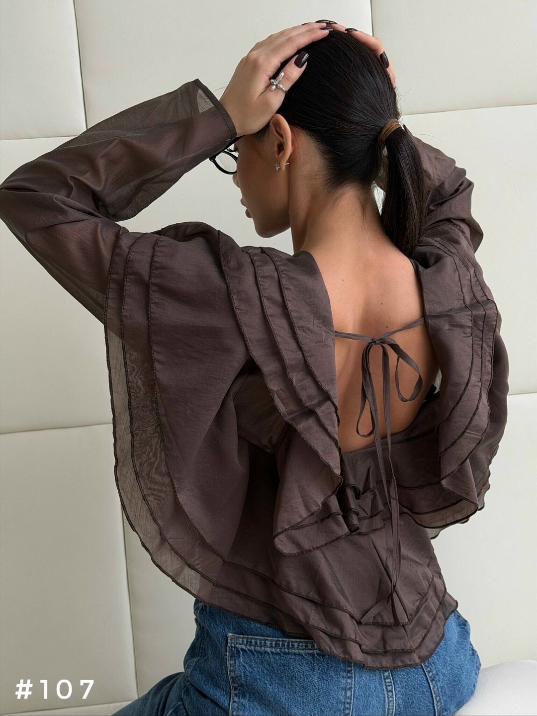 блузка оверсайз небесно-голубая ace of hearts,блуза с рюшами,блузка с оборками,блузка с рюшами,шифоновая блуза