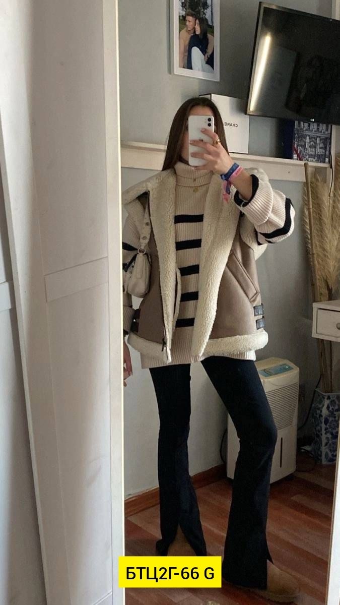 эко дубленка,дубленка авиатор zara,дубленка женская,образ с жилеткой-авиатор,дублёнка